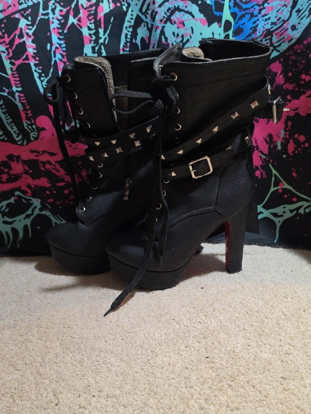 Black Platform Lace-Up Women's Boots